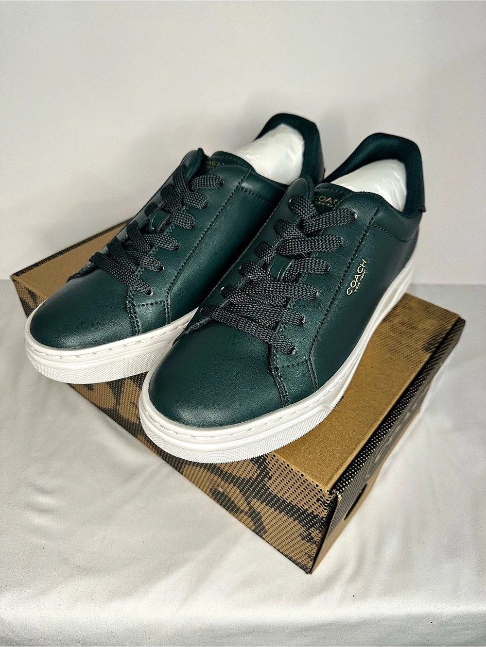 Coach High Line Low Sneaker Leather Low-Top Sneakers in Dark Teal CW971 US 7.5 N
